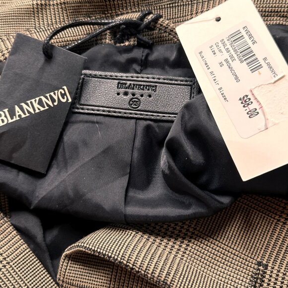Blank NYC MSRP $98 Plaid Double Breasted Blazer Jacket Workwear Brown Black XS - Picture 3 of 7
